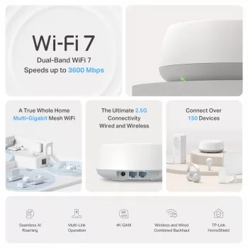 TP-Link BE3600 System Mesh Wi-Fi 7 dla całego domu, 2,5G Multi-Gigabit