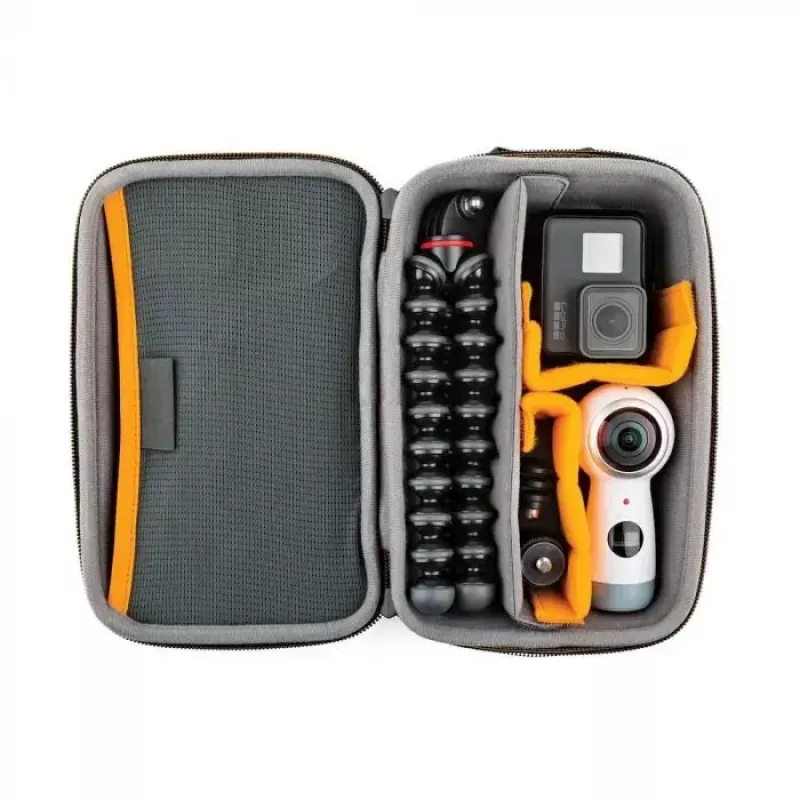 Torba na aparat Lowepro HARDSIDE CS 60 — kompaktowa torba o sztywnej obudowie, 140×85×227 mm, czarno-pomarańczowa
