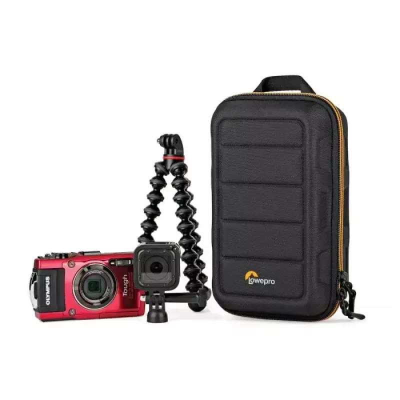 Torba na aparat Lowepro HARDSIDE CS 60 — kompaktowa torba o sztywnej obudowie, 140×85×227 mm, czarno-pomarańczowa