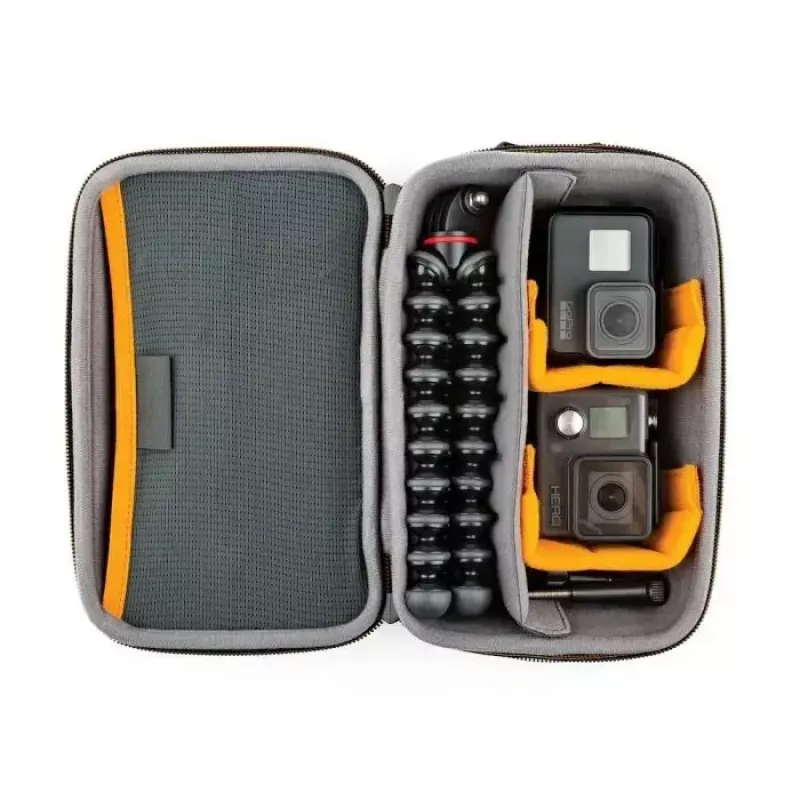 Torba na aparat Lowepro HARDSIDE CS 60 — kompaktowa torba o sztywnej obudowie, 140×85×227 mm, czarno-pomarańczowa