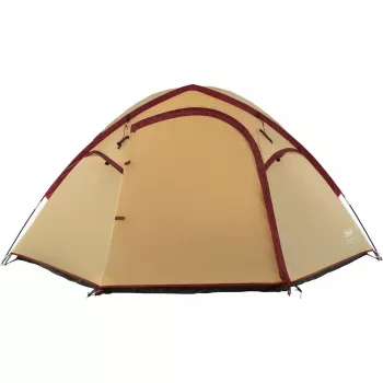 COLEMAN Darwin 4 Plus Letni namiot kempingowy 4-osobowy — beżowy/ciemnoczerwony