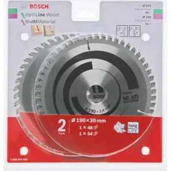 Zestaw brzeszczotów pił tarczowych Bosch Optiline Wood Multi Material, model 2608644655