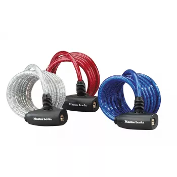 Linka zabezpieczająca MASTER LOCK 1,8m 8mm na klucz mieszane kolory