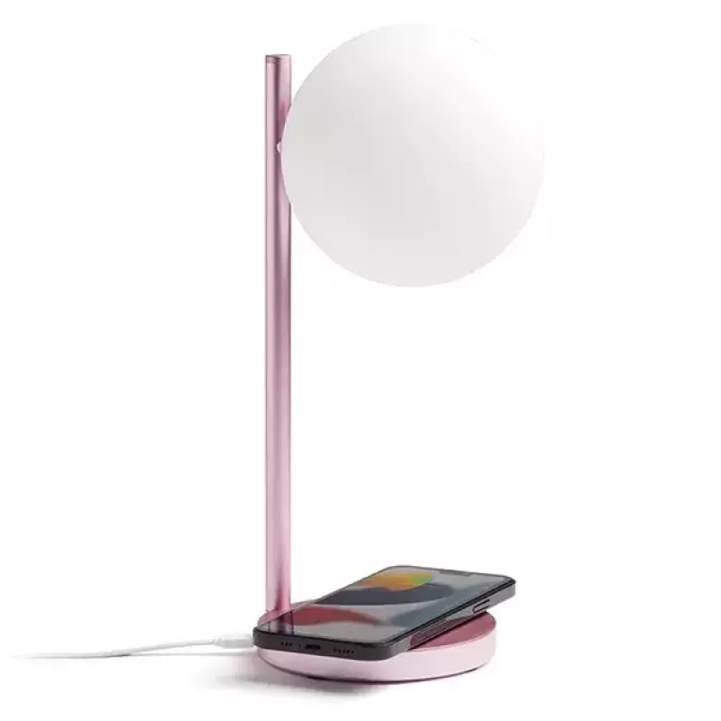 Lampa stołowa LED Lexon Bubble Lamp LH70LP jasnoróżowa 15W z ładowarką bezprzewodową