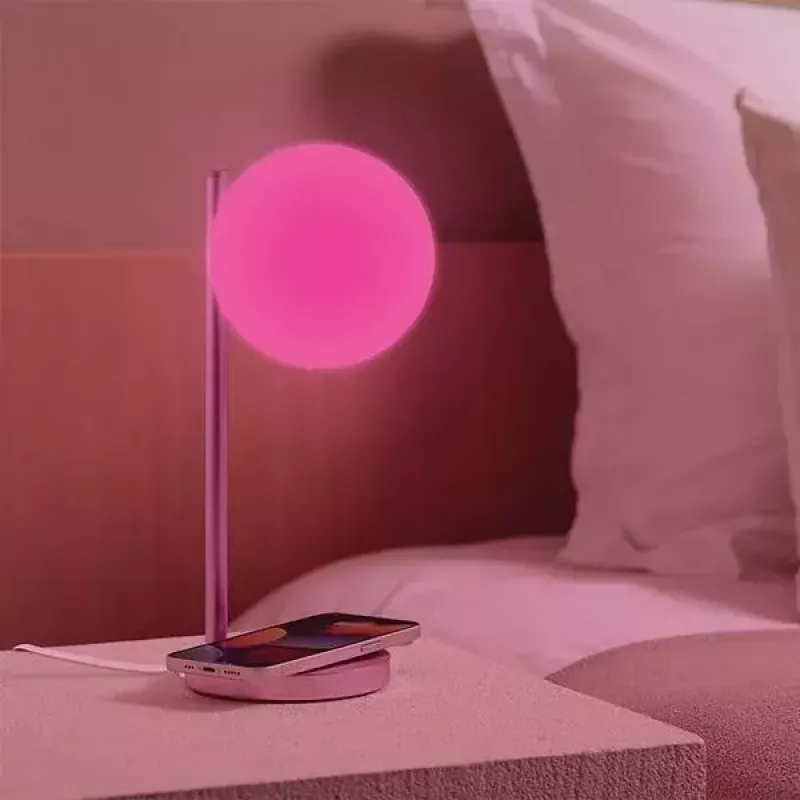 Lampa stołowa LED Lexon Bubble Lamp LH70LP jasnoróżowa 15W z ładowarką bezprzewodową