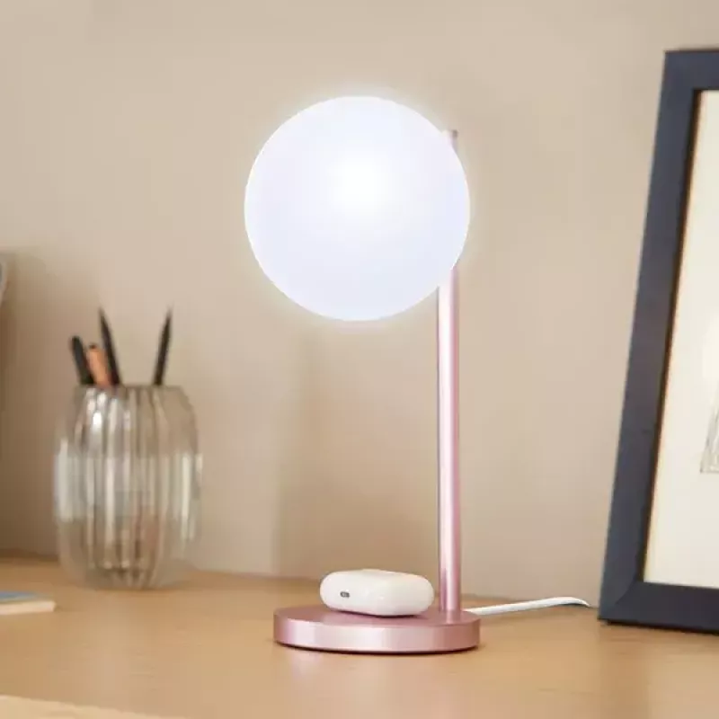Lampa stołowa LED Lexon Bubble Lamp LH70LP jasnoróżowa 15W z ładowarką bezprzewodową