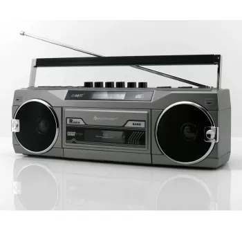 Przenośny odtwarzacz kasetowy Soundmaster SRR80TI z DAB+ i FM, wyświetlacz LCD, 3 W RMS, słuchawki 3,5 mm, bateria/230V