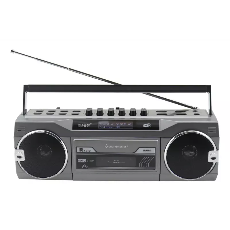 Przenośny odtwarzacz kasetowy Soundmaster SRR80TI z DAB+ i FM, wyświetlacz LCD, 3 W RMS, słuchawki 3,5 mm, bateria/230V