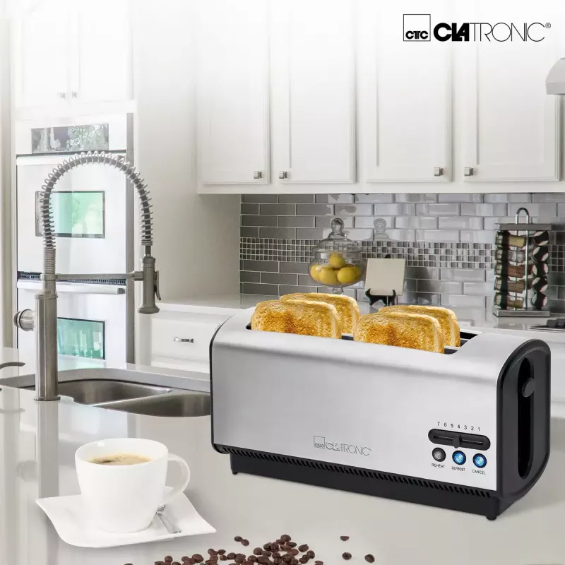 Toster Clatronic TA 3687 4 kromki 1200 W Czarny Stal nierdzewna