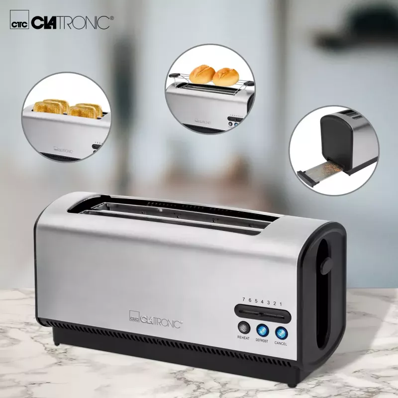 Toster Clatronic TA 3687 4 kromki 1200 W Czarny Stal nierdzewna