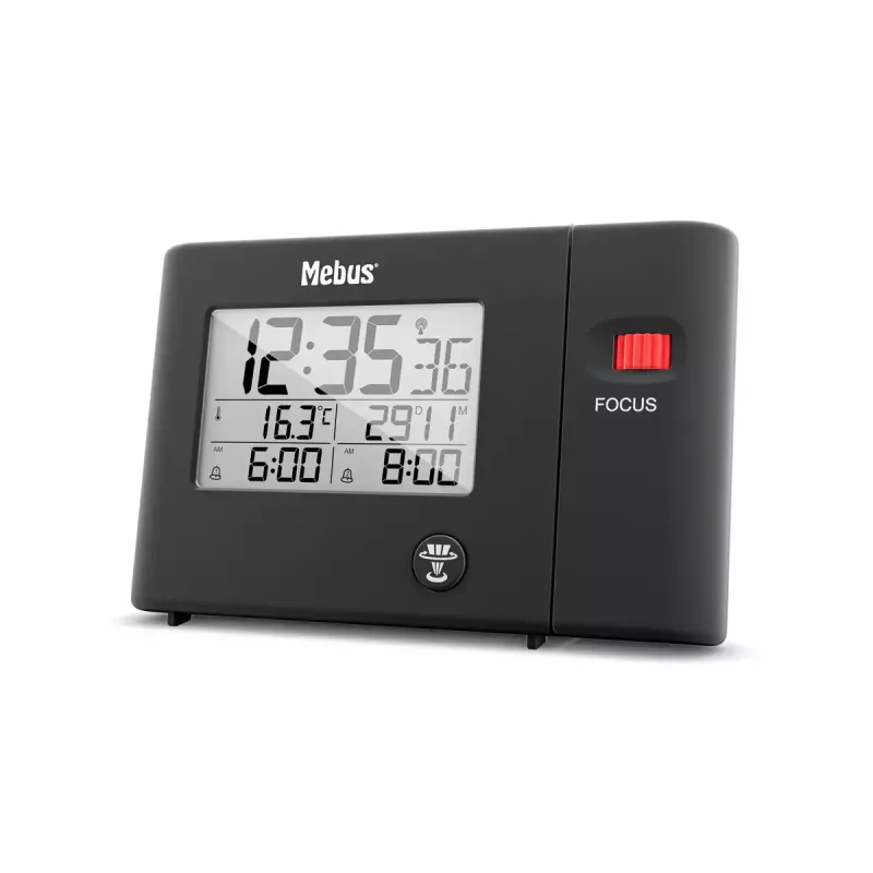 Cyfrowy budzik Mebus 25795 Czarny Prostokątny Bateria USB