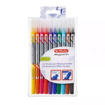 Marker Herlitz 11367232 Fine tip 10 szt. Czarny Niebieski Brązowy Zielony Pomarańczowy Różowy Fioletowy Czerwony Żółty
