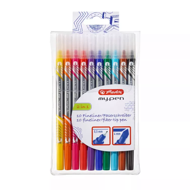 Marker Herlitz 11367232 Fine tip 10 szt. Czarny Niebieski Brązowy Zielony Pomarańczowy Różowy Fioletowy Czerwony Żółty