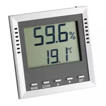 Elektroniczny higrometr wewnętrzny TFA-Dostmann 30.5010 Wyświetlacz cyfrowy Szary srebrny