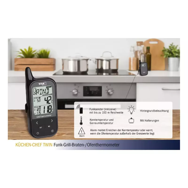 Termometr spożywczy TFA-Dostmann KÜCHEN-CHEF TWIN 0 - 300 °C Cyfrowy