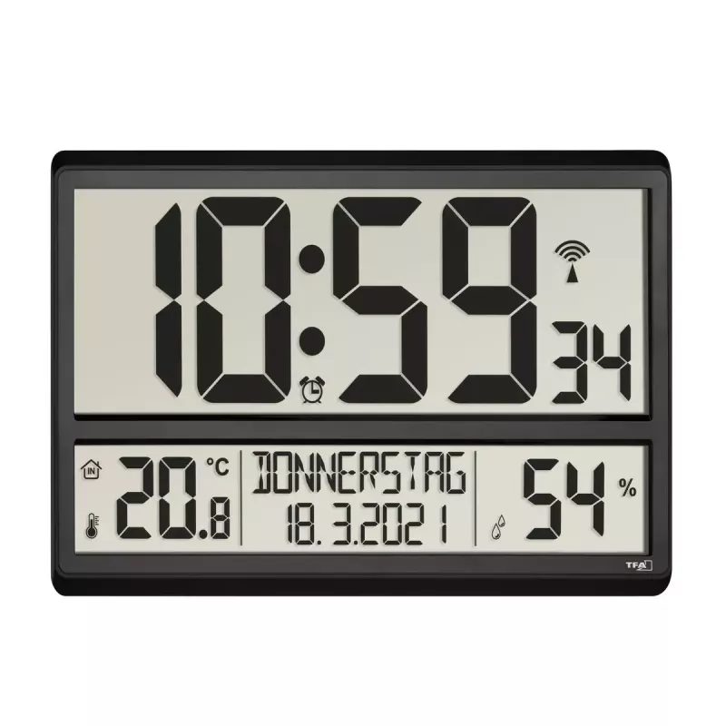 Cyfrowy budzik TFA-Dostmann 60.4520.01 Czarny Zasilany bateriami