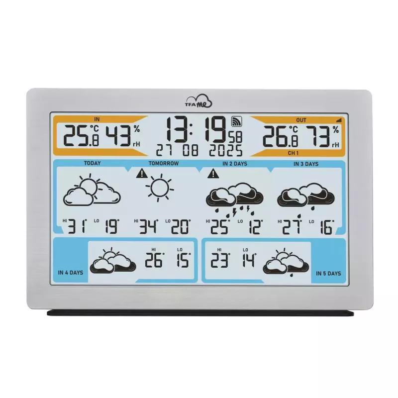 TFA-Dostmann TFA.me Srebrna Stacja Pogodowa LCD Wi-Fi Anemometr Higrometr Termometr