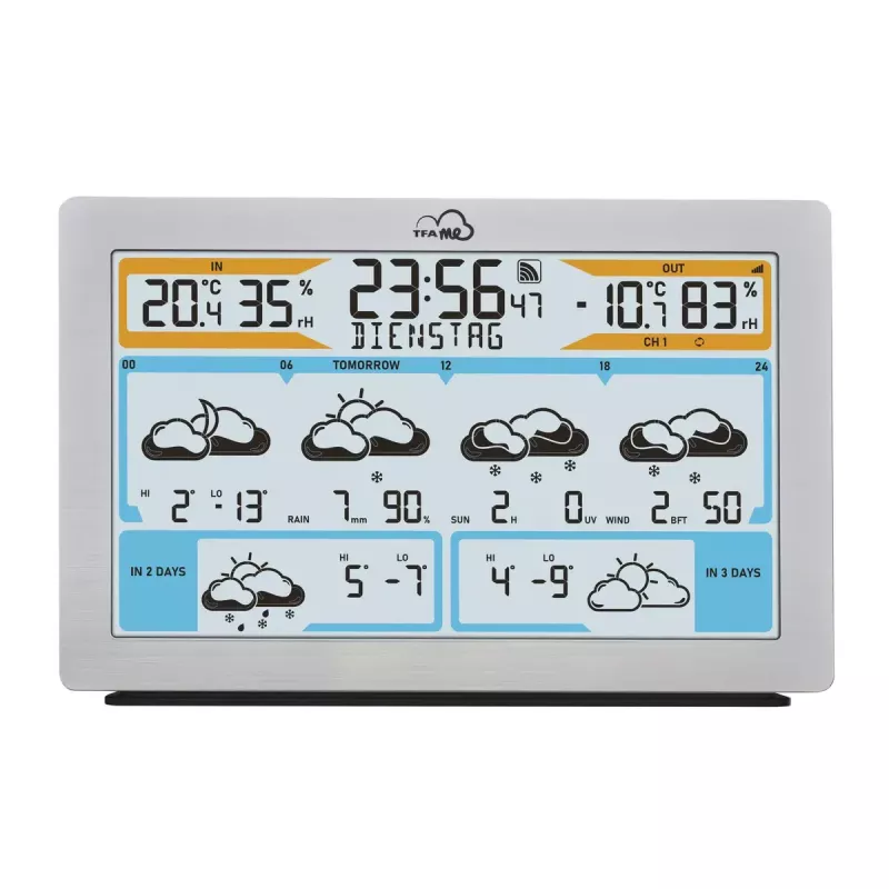 TFA-Dostmann TFA.me Srebrna Stacja Pogodowa LCD Wi-Fi Anemometr Higrometr Termometr