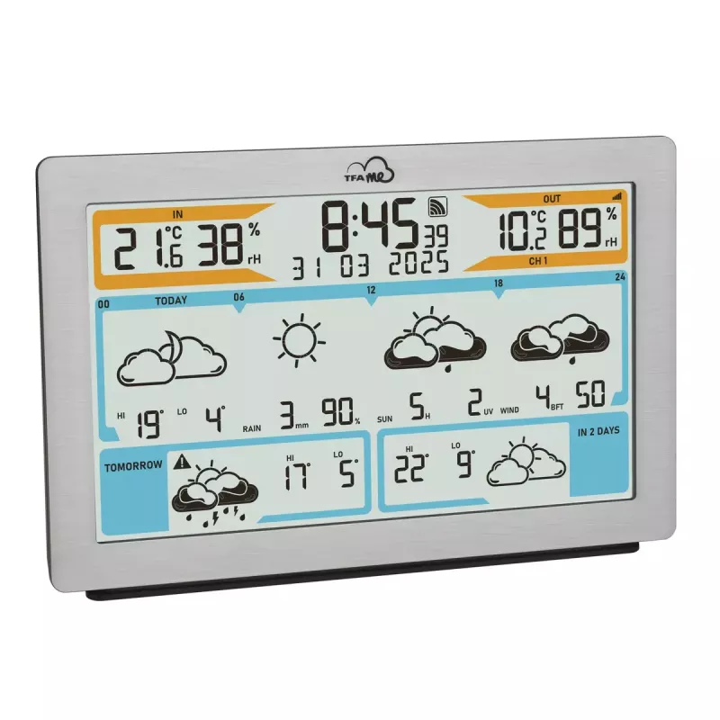 TFA-Dostmann TFA.me Srebrna Stacja Pogodowa LCD Wi-Fi Anemometr Higrometr Termometr