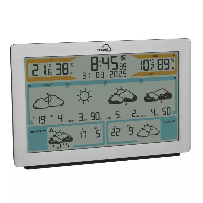 TFA-Dostmann TFA.me Srebrna Stacja Pogodowa LCD Wi-Fi Anemometr Higrometr Termometr