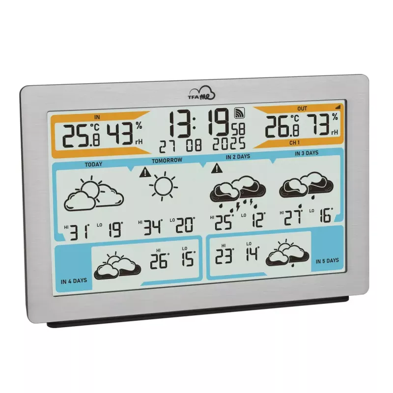 TFA-Dostmann TFA.me Srebrna Stacja Pogodowa LCD Wi-Fi Anemometr Higrometr Termometr