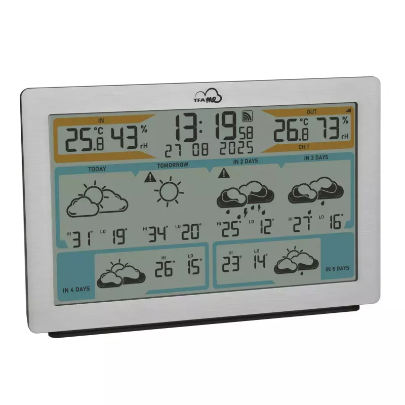 TFA-Dostmann TFA.me Srebrna Stacja Pogodowa LCD Wi-Fi Anemometr Higrometr Termometr