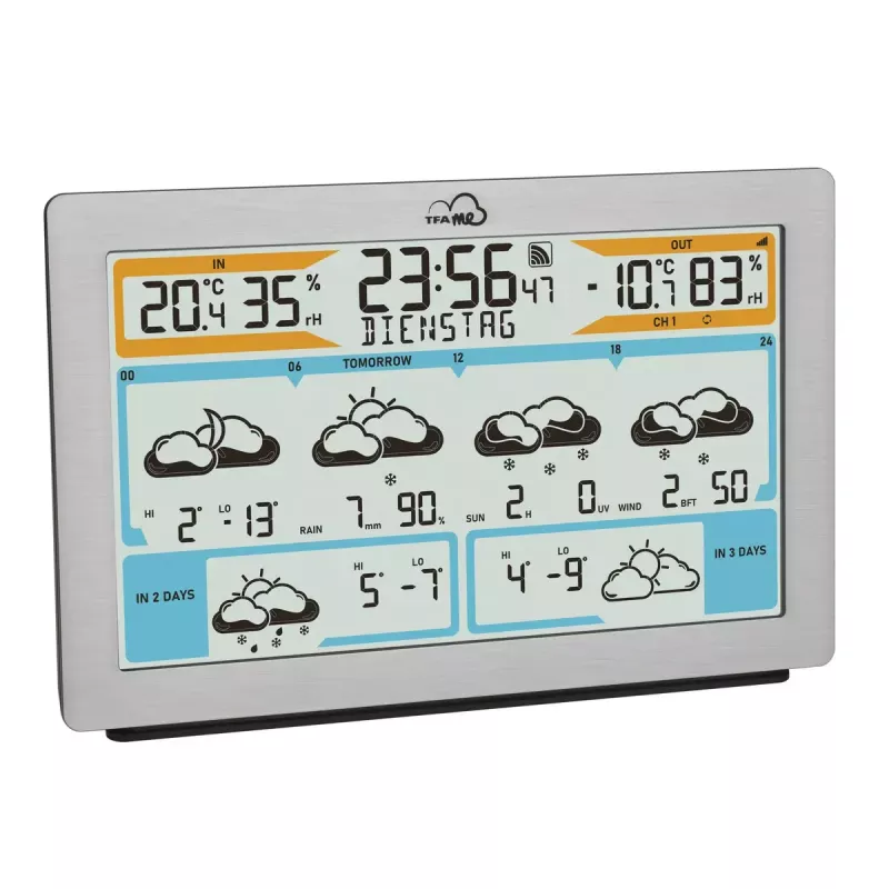 TFA-Dostmann TFA.me Srebrna Stacja Pogodowa LCD Wi-Fi Anemometr Higrometr Termometr