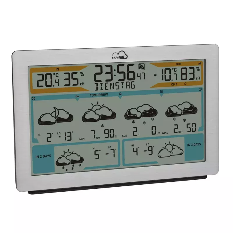 TFA-Dostmann TFA.me Srebrna Stacja Pogodowa LCD Wi-Fi Anemometr Higrometr Termometr