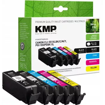Wielopak wkładów atramentowych KMP kompatybilnych z Canon PGI-550/CLI-551 XL – zestaw wielopakowy