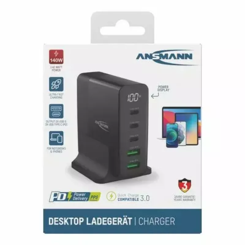 Ładowarka sieciowa Ansmann DC5140PD uniwersalna czarna USB szybkie ładowanie