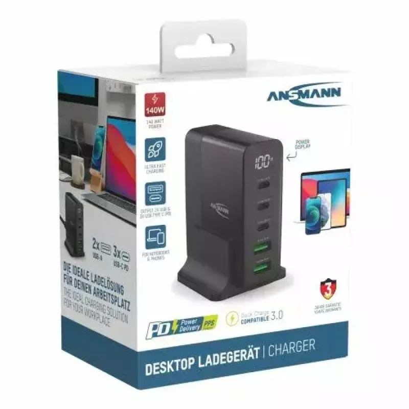 Ładowarka sieciowa Ansmann DC5140PD uniwersalna czarna USB szybkie ładowanie