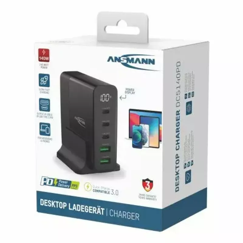 Ładowarka sieciowa Ansmann DC5140PD uniwersalna czarna USB szybkie ładowanie
