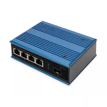 Digitus 4-portowy szybki Ethernetowy przemysłowy niezarządzalny przełącznik PoE z 1 uplinkiem SFP