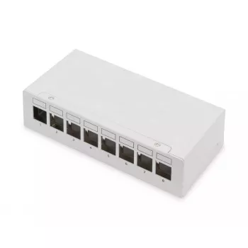 Panel krosowy DIGITUS Desktop modularny zaślepkowy, ekranowany, 8-portowy, stal, szary, montaż ścienny