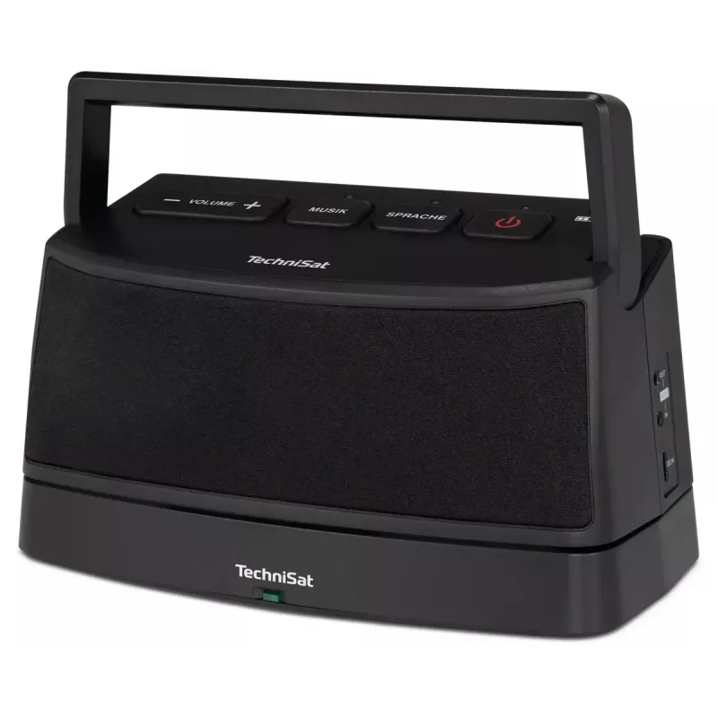 Przenośny głośnik stereo TECHNISAT ISIBOX 1 — moc RMS 4 W, łączność przewodowa i bezprzewodowa, wbudowana bateria, USB-C, czarny
