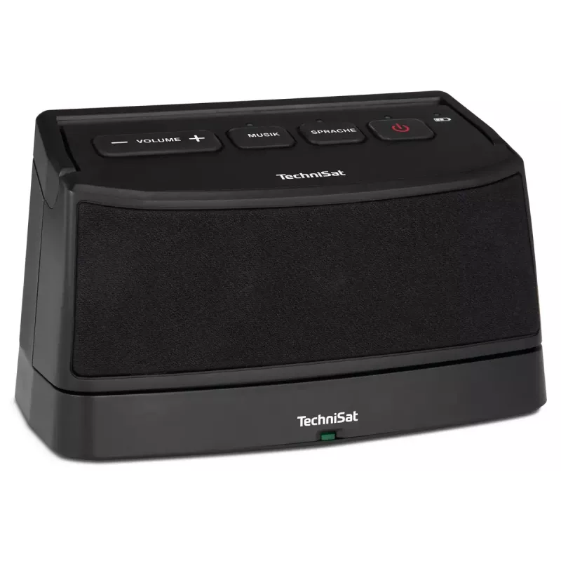 Przenośny głośnik stereo TECHNISAT ISIBOX 1 — moc RMS 4 W, łączność przewodowa i bezprzewodowa, wbudowana bateria, USB-C, czarny