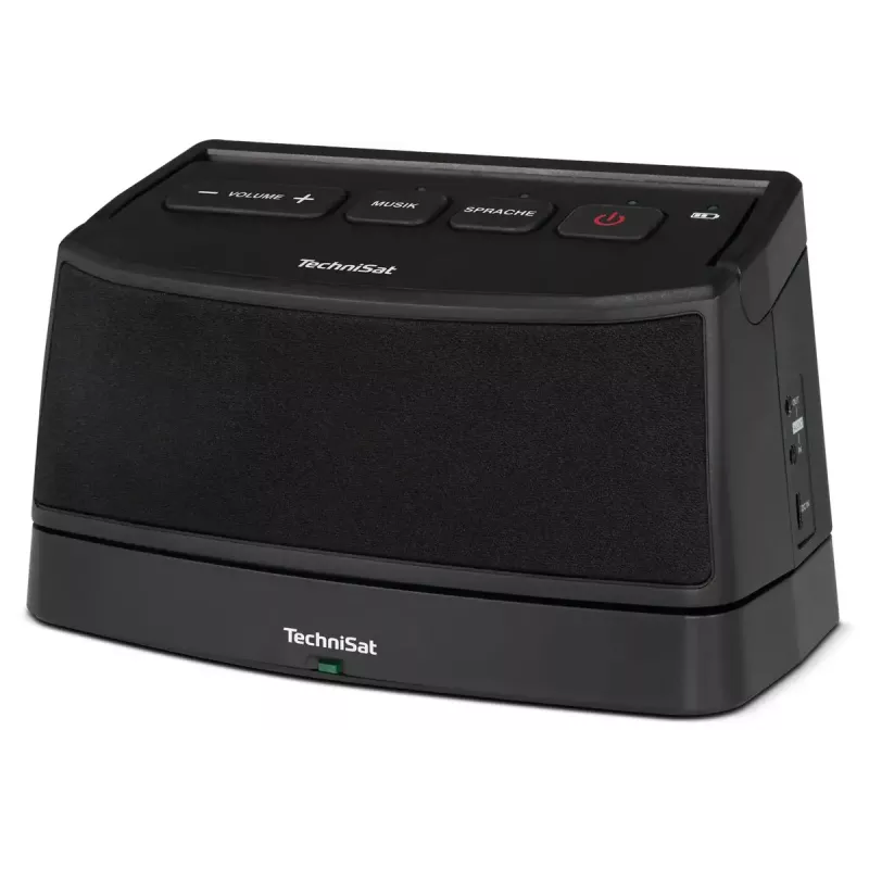 Przenośny głośnik stereo TECHNISAT ISIBOX 1 — moc RMS 4 W, łączność przewodowa i bezprzewodowa, wbudowana bateria, USB-C, czarny