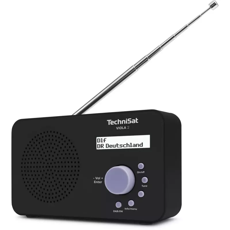 Przenośne radio TECHNISAT VIOLA 2 – DAB+ i FM, wyświetlacz LCD, 1 W, gniazdo 3,5 mm, czarne