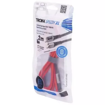 Kabel do ładowania TROIKA SPEEDY XL czerwony — wytrzymały kabel USB do ładowania, model CBL20/RD