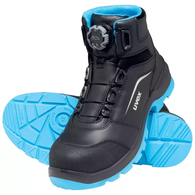 Buty ochronne Uvex xenova BOA S1P unisex dla dorosłych czarno-niebieskie skóra PU