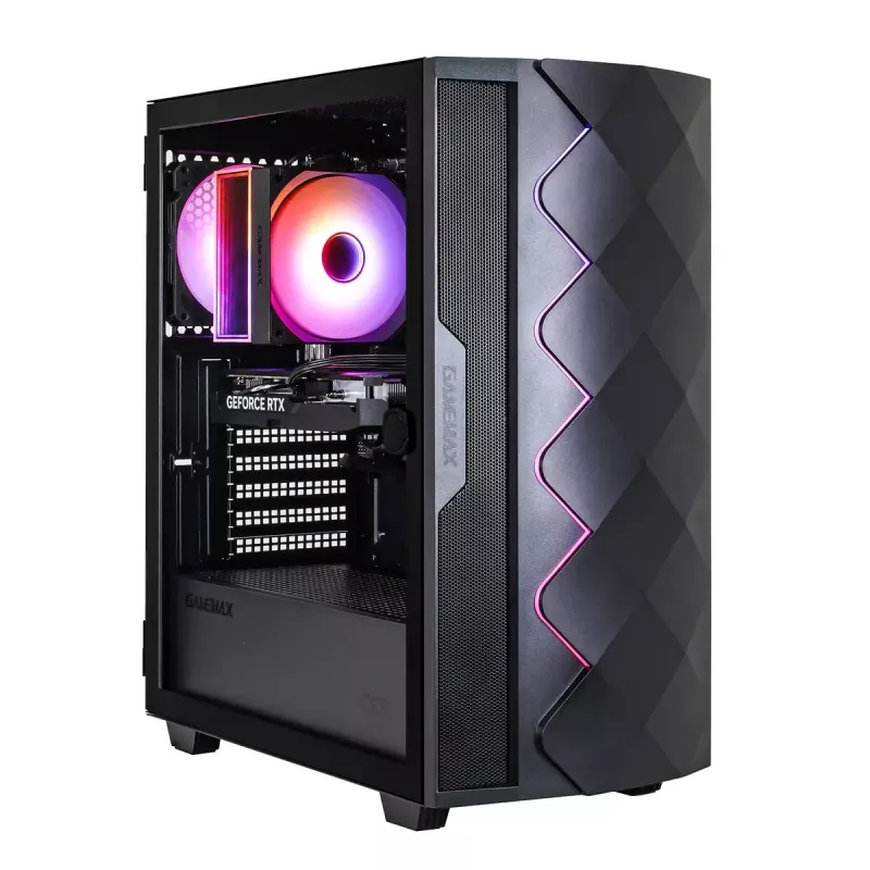 Hyrican GAMEMAX Diamond BK 7795 PC — AMD Ryzen 5 5500, 16 GB DDR4, 1 TB SSD, NVIDIA GeForce RTX 5050, Windows 11 Home, czarny