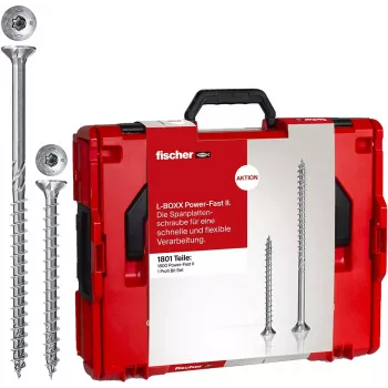 Zestaw wkrętów FISCHER Power Fast II L-Boxx 102 (MPN 558739) – asortyment wkrętów do systemu Power Fast II