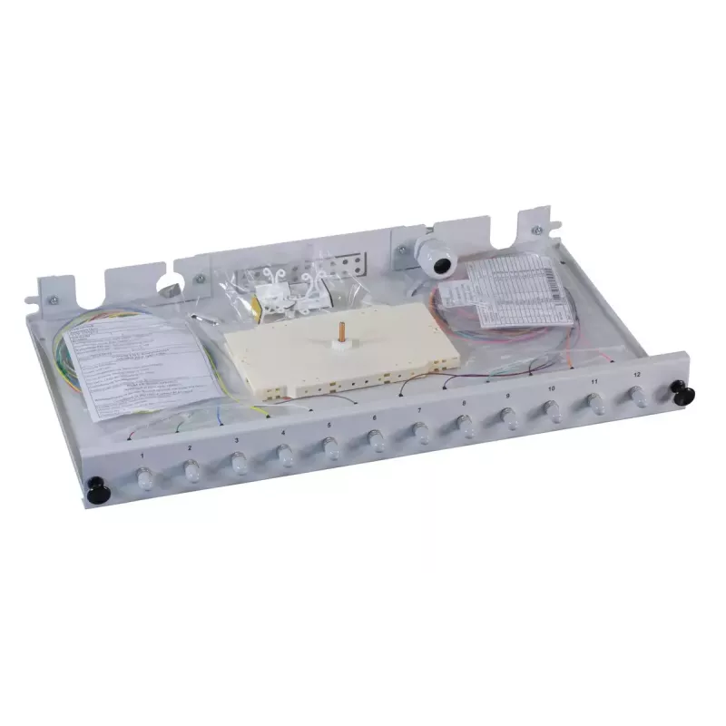 Panel krosowy 1U EFB Elektronik B71006.12OM4 — złącza światłowodowe ST, metal, 483×44,5×244 mm