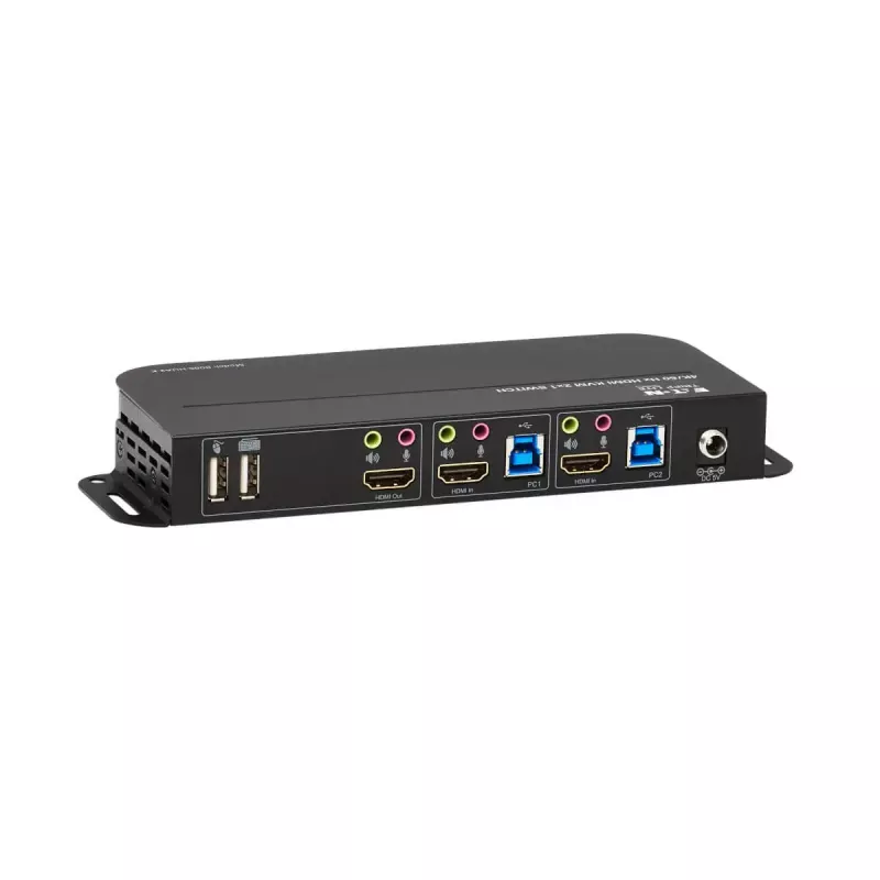 Przełącznik KVM 2-portowy HDMI/USB Tripp Lite B005-HUA2-K — 4K 60 Hz, HDR, HDCP 2.2, IR, udostępnianie USB, kable 1,2 m