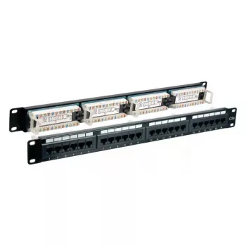 Patch panel EFB Elektronik 37585.1, 24-port RJ-45, 1U rack, 5000 Mbit/s, gold contacts, Czarny