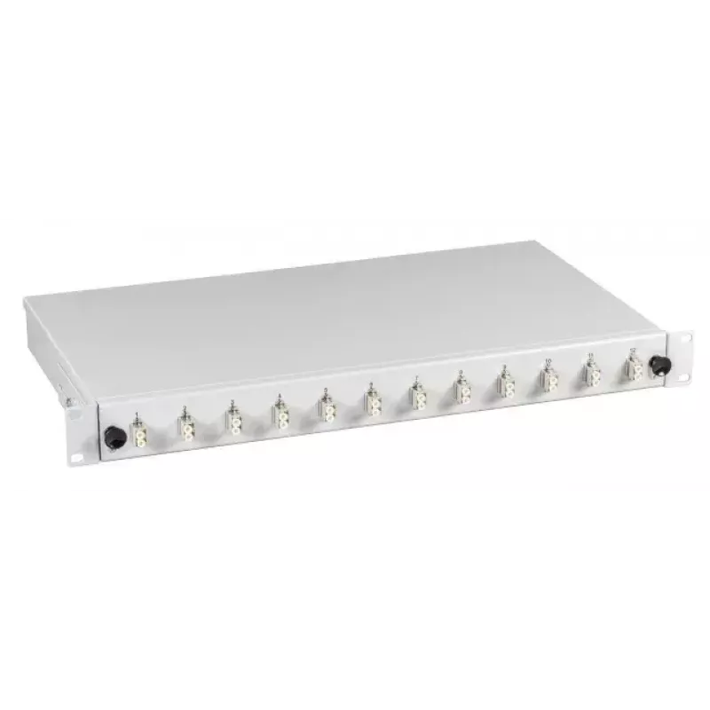 Patch panel EFB Elektronik BA71901.12OM4 — 12‑portowy LC, OM4, szary, 483×44.5×244 mm