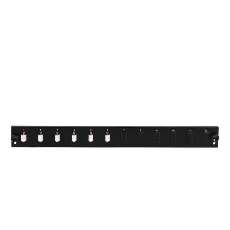 Akcesorium do paneli krosowych EFB Elektronik SB-FP-6SC-S-OM3 — montaż w szafie rack 1U, 6x SC, OM3, 432×13×43,5 mm, szary