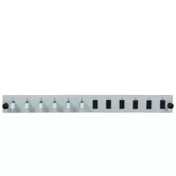 Akcesorium do paneli krosowych EFB Elektronik SB-FP-6SC-S-OM3 — montaż w szafie rack 1U, 6x SC, OM3, 432×13×43,5 mm, szary
