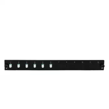 Patch panel accessory EFB Elektronik SB-FP-S-6SC-S-OM3 — 1U rack mount, 6 SC sockets, OM3, 432×13×43.5 mm, Czarny