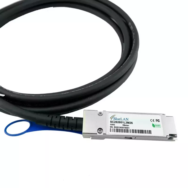 Kabel DAC BlueOptics FN-CABLE-QSFP28-1-BL QSFP28 QSFP28 InfiniBand 1 m Czarny